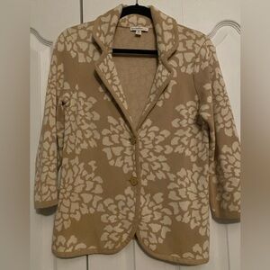 Isaac Mizrahi Tan and Cream Patterned Cotton Blazer